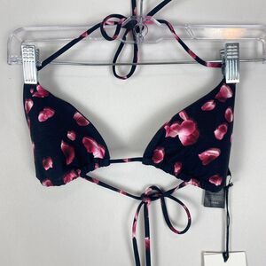 Onia Megan Triangle Bikini Top Black /Bougainvillea Size Medium